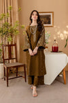 2 Piece Embroidered Dhanak Shirt with Dyed Trouser BA-68